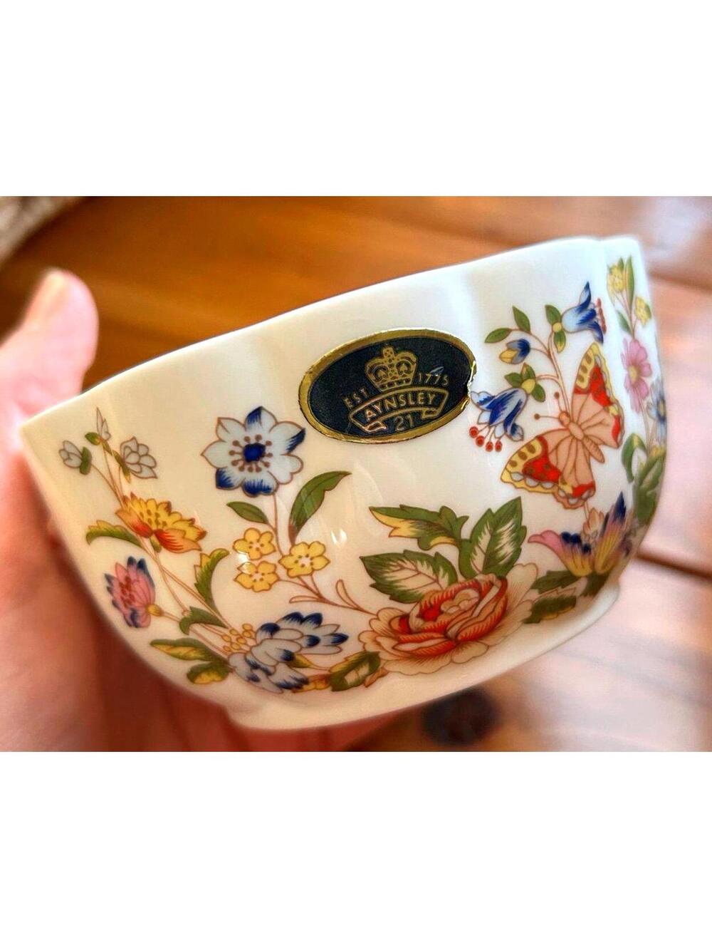 Aynsley Cottage Garden Bone China Bowl England Floral Butterfly